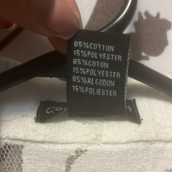 COTTON EXPRESS Women’s Size S Lace White with Diamond Buttons V-Neck Blouse $35 - Picture 7 of 11